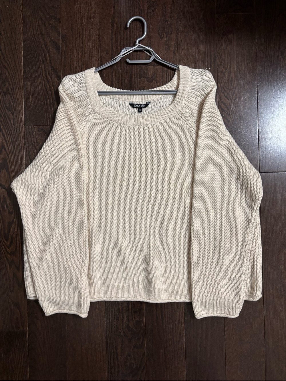George Cream Scoop Neck Knit Sweater